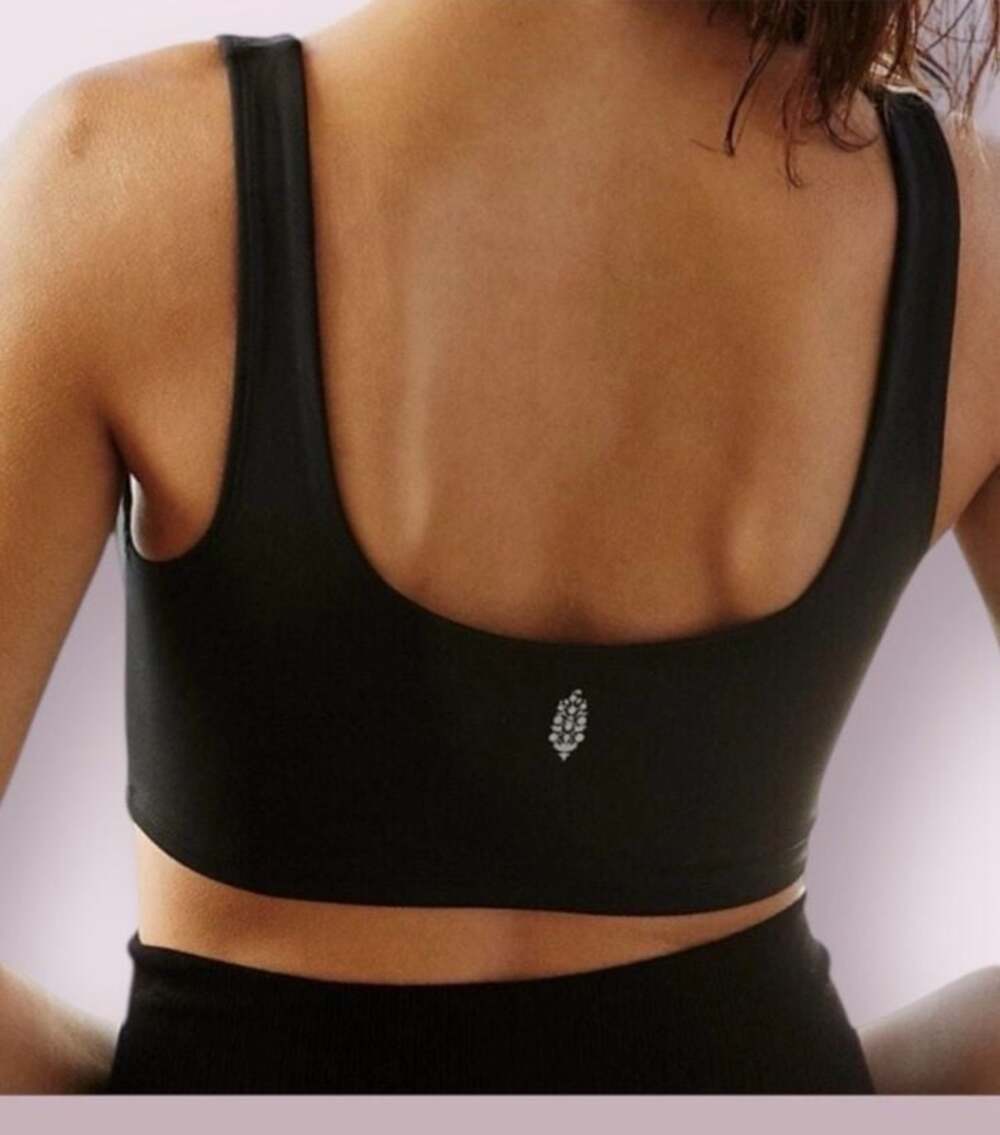 Free People Movement Black Scoop Neck Sports Bra Crop Top Small Black Active